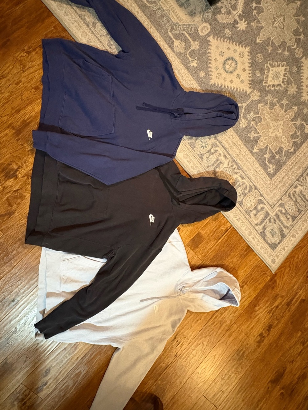 Nike Men's Zip-Up Hoodies in Navy, Black & Light Gray - 3-Pack